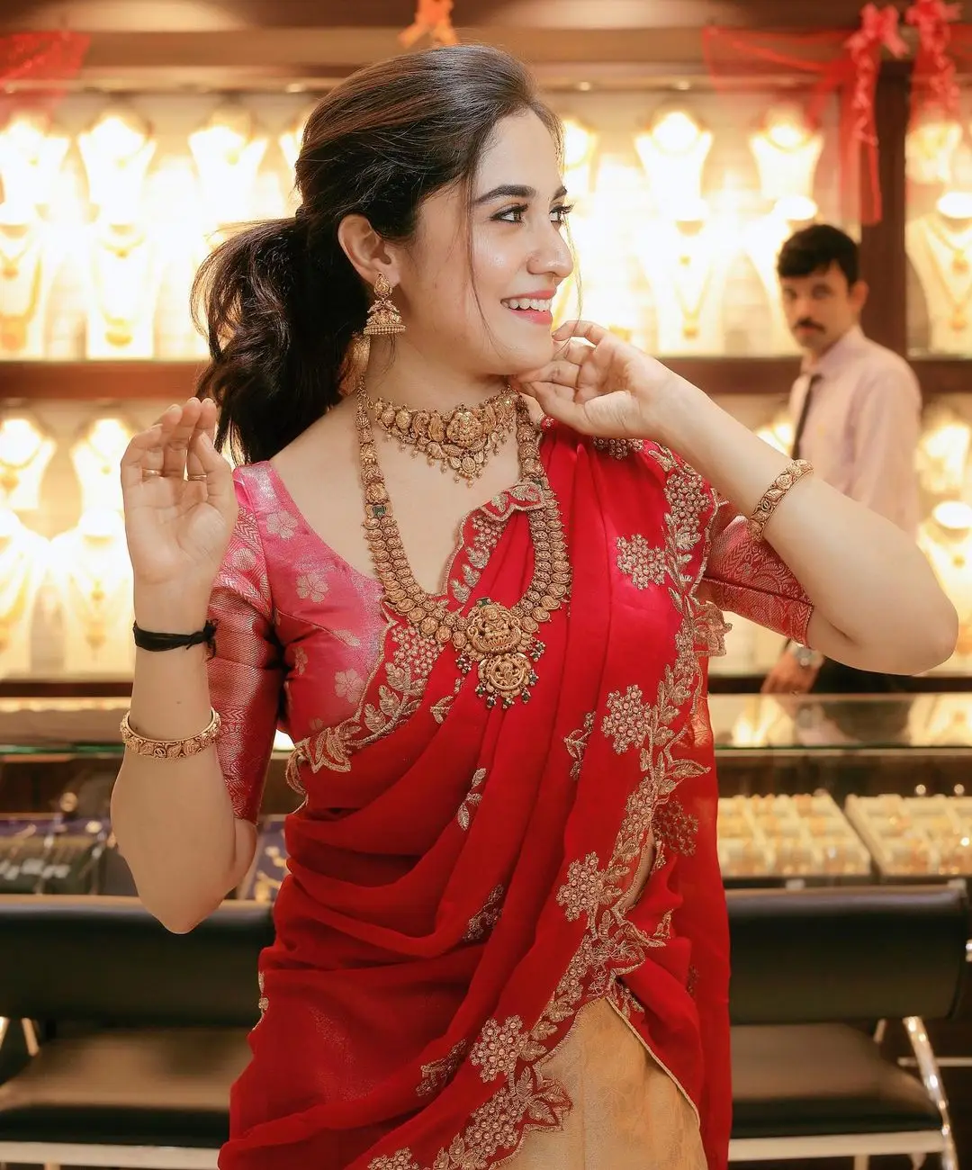 Kannada Actress Rachana Rai in Red Lehenga Choli